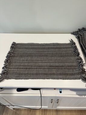 Gray Woven Fringe Placemat - Home Dining Table Linen Set of 12. Never been used